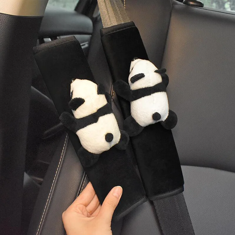 1pc Automobile Safety Belt Decoration Cartoon Panda Safety Belt Shoulder Pad Plush Automobile Accessories for Children Kids