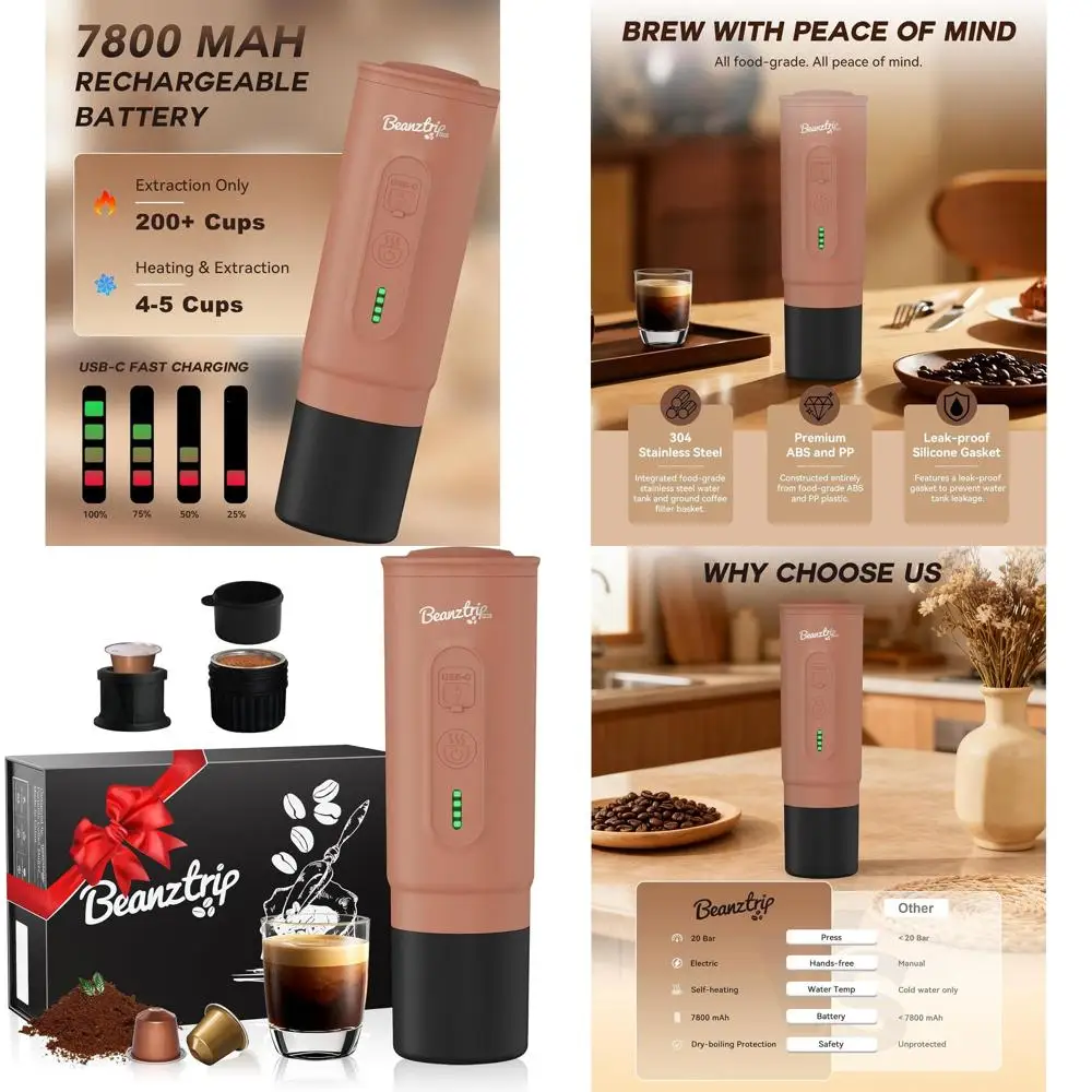 

Portable Espresso Maker, Mini Electric Coffee Machine for Ground Coffee & Capsules, Ideal Thanksgiving Gift, 20Bar Travel Espres