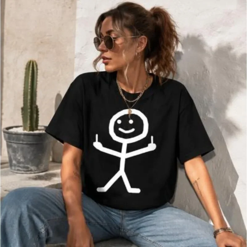 Women's Fun Crazy Printed Middle Finger T-shirt Casual Harajuku Style Streetwear Comfortable Fashionable Clothing