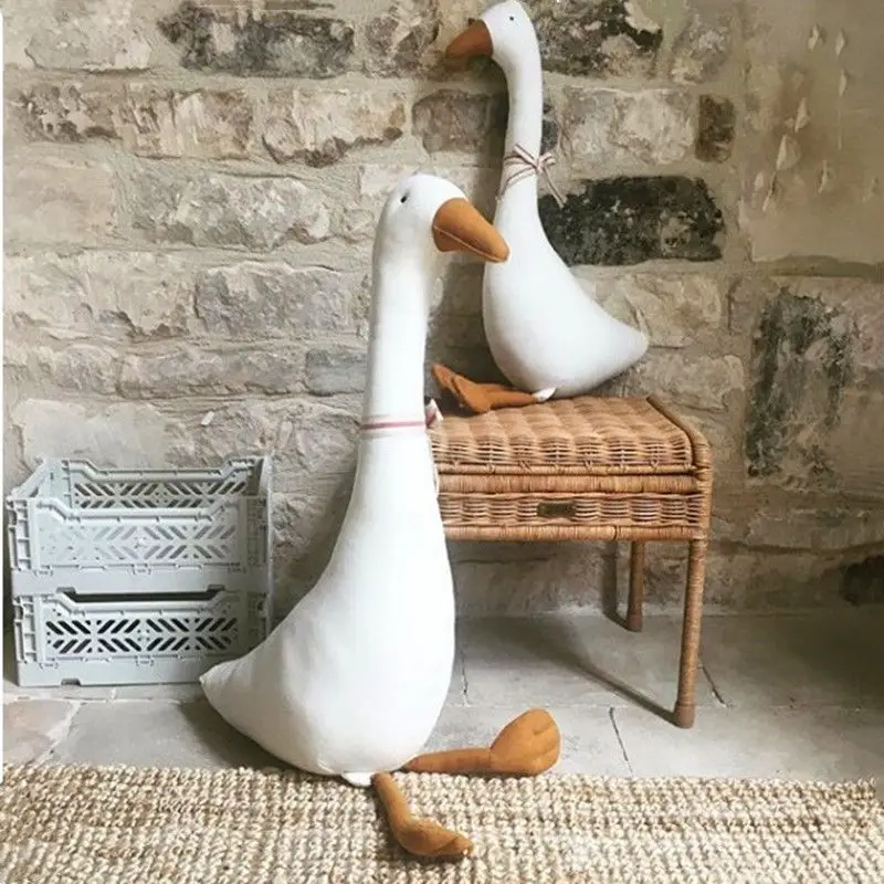 Stylish Cloth Goose Doll - Handmade Fabric Art Toy for Home Decor, Minimalist Nursery Gift for Baby Shower Christmas (CE Safe)
