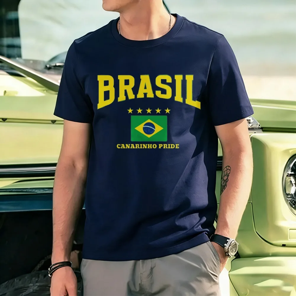 Brazil Cropped Tshirt Brazil Jersey Lovers Style Brasil Gift for Her High Quality Cotton Short-sleeve Tee Casual Retro Men Top