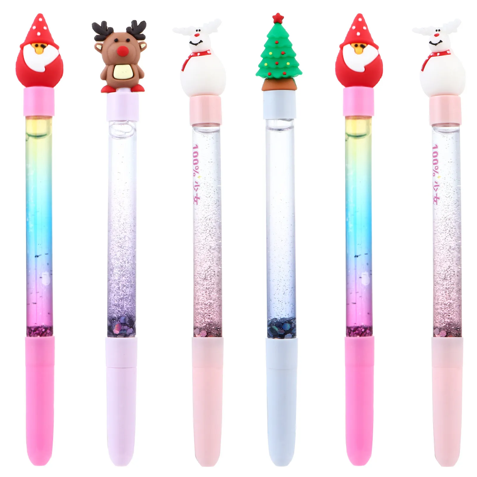 

6Pcs Christmas Gel Pen Plastic Smooth Writing Gel Ink Pen Cartoon Xmas Design for Students Teachers Office Work