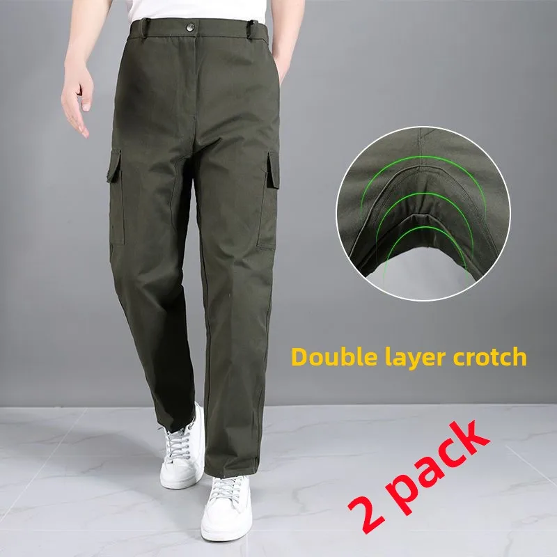 남성용 작업복 면바지 루즈핏 롱 팬츠 내마모성 캐주얼 용접 보호 바지 스트레이트 레그 작업복