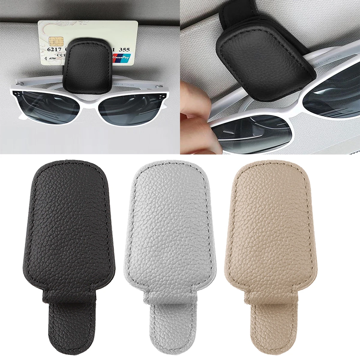 

1pc Car Sun Visor Glasses Case Sunglasses Clip Card Ticket Holder Fastener Pen Box