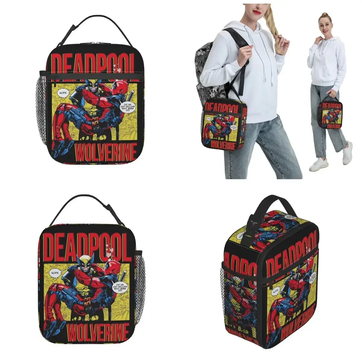 Deadpools Funny Besties Insulated Lunch Bag Cooler Bag Reusable Meal Container Leakproof Tote Lunch Box Food Handbags Travel