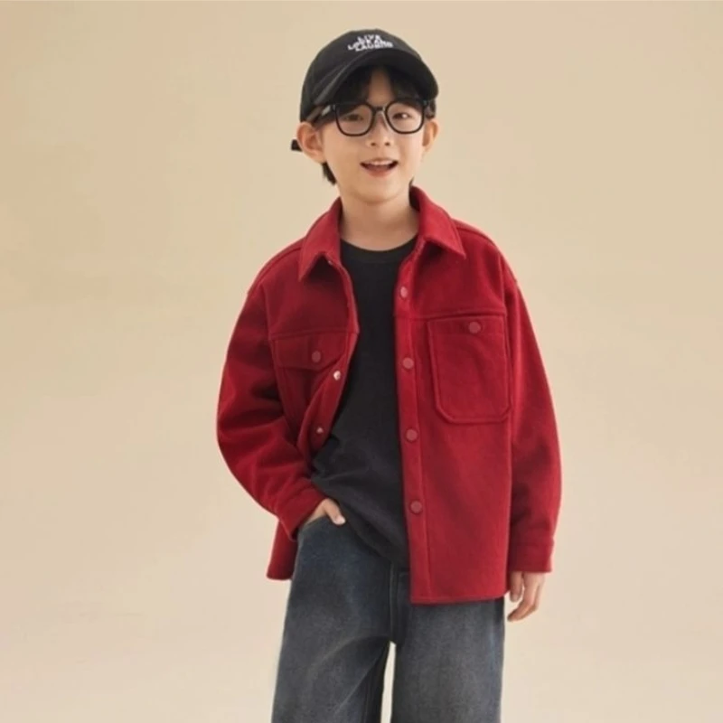 Children's Corduroy Shirt Jacket, Winter New Arrival, Fleece-lined, Boys' Stylish Shirt