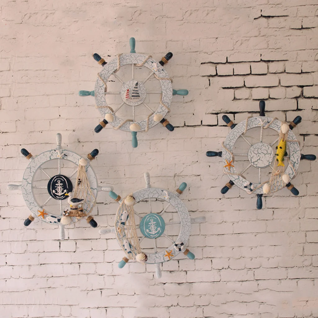 

Wooden Ship Wheel Wall Hanging Nautical Decor for Ocean Inspired Hallway or Living Room Walls
