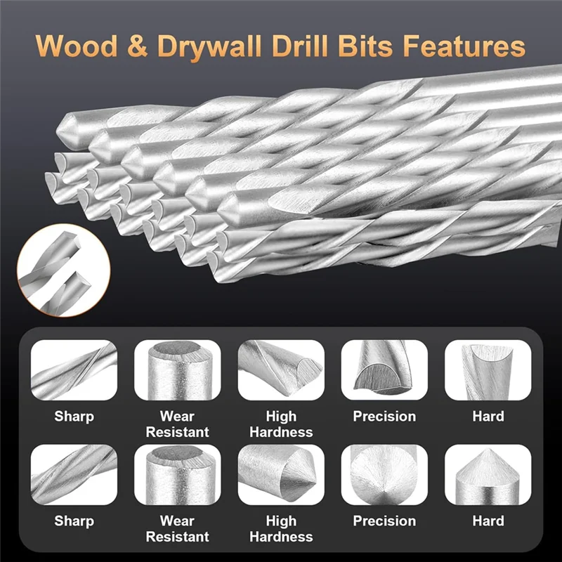 

100Pcs Drill Bits Set, 1/8 Inch Drywall Guide Point Cutting Bit Drywall Tools, Cutting Drywall For Use With Spiral Saw-AT64