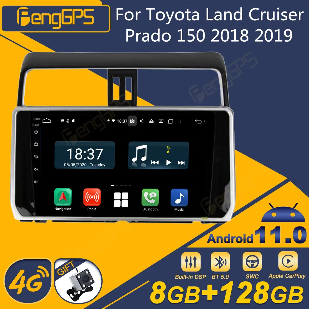 For Toyota Land Cruiser Prado 150 2018 2019 Android Car Radio 2Din Stereo Receiver Autoradio Multimedia Player GPS Navi Unit