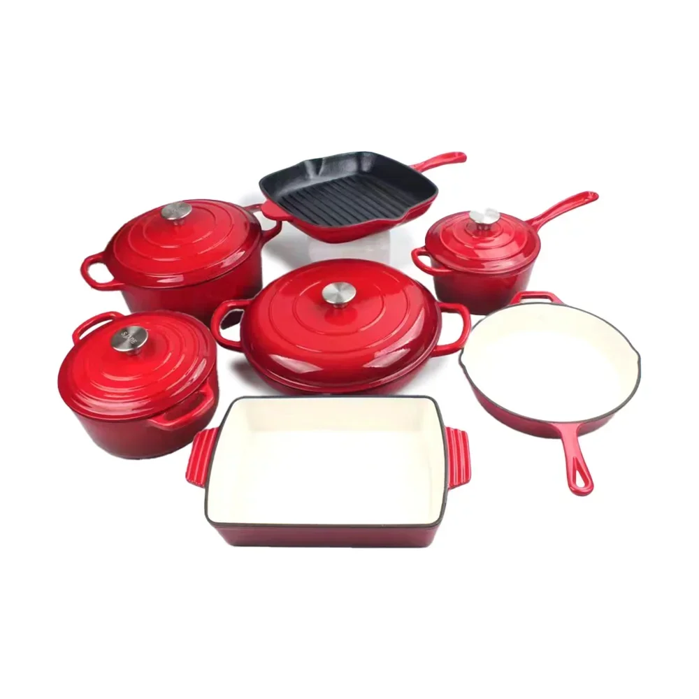 Export Cast Iron Non Stick Ceramic Cookware Set Kitchen Cookware Sets Pot Set Nonstick Dishwasher Safe Soup Pot With Lid