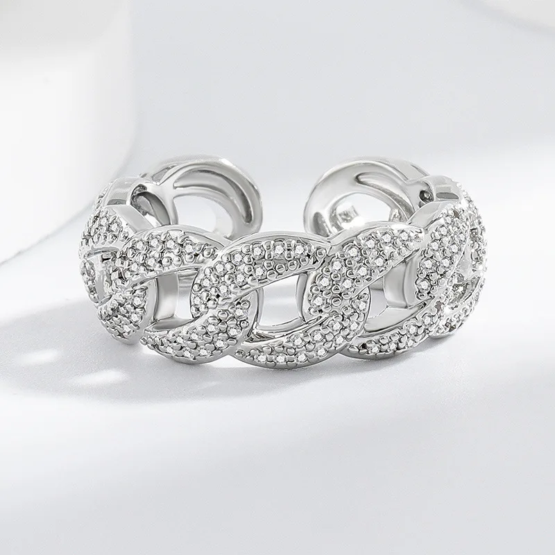 

Нишевая модная цепочка из стерлингового серебра 925 пробы с цирконием и бриллиантами, регулируемое кольцо с отверстием, подарок на день рождения