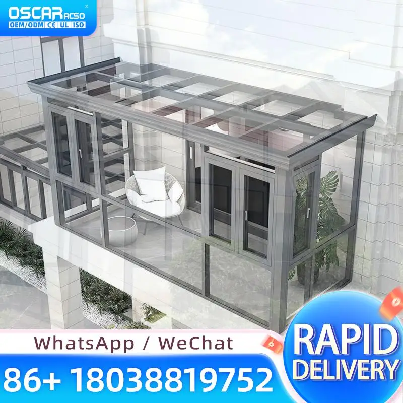 Prefab Aluminium Glass Sunroom Patio Screen Enclosure for Garden Balcony 1year Warranty sunroom