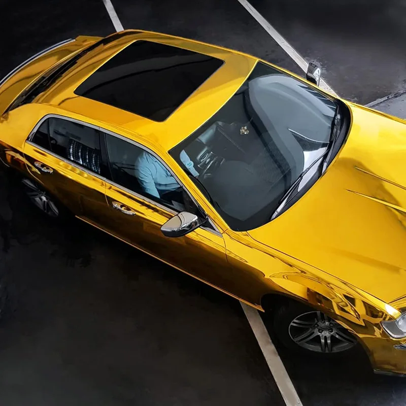 Premium Stretchable Chrome Mirror Gold Vinyl Wrap Self Adhesive Car Sticker Wrapping
