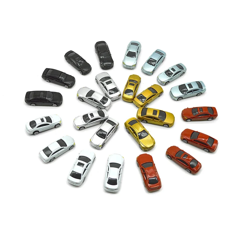 20PCS Miniature Car Model Scale 1:75-1:300 ABS Vehice Kid Toys DIY Sand Table Scene Railway Train Street City Layout Random Type