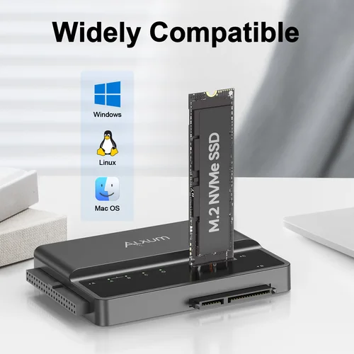 Imagen 2 del producto USB-C 10Gbps 3 en 1 SSD HDD adaptador M.2 NVMe SATA IDE Drive Dock UASP TRIM compatible con instalación sin herramientas para Windows Mac Linux