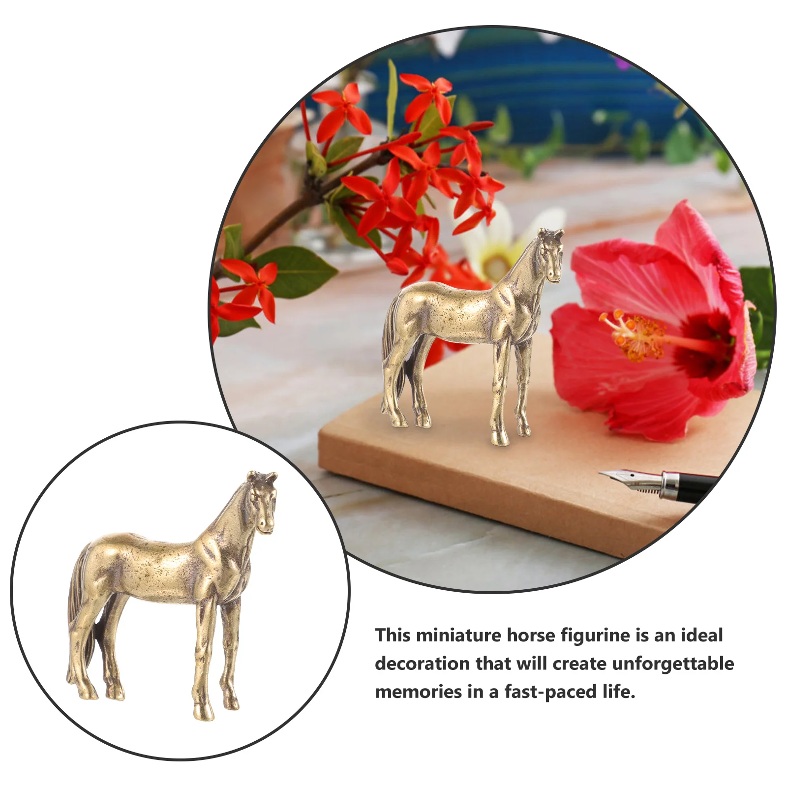 

Brass Horse Statue Retro Style Wear-Resistant Creative Handicraft For Home Office Desktop Decor Tea Pet Vintage Horse