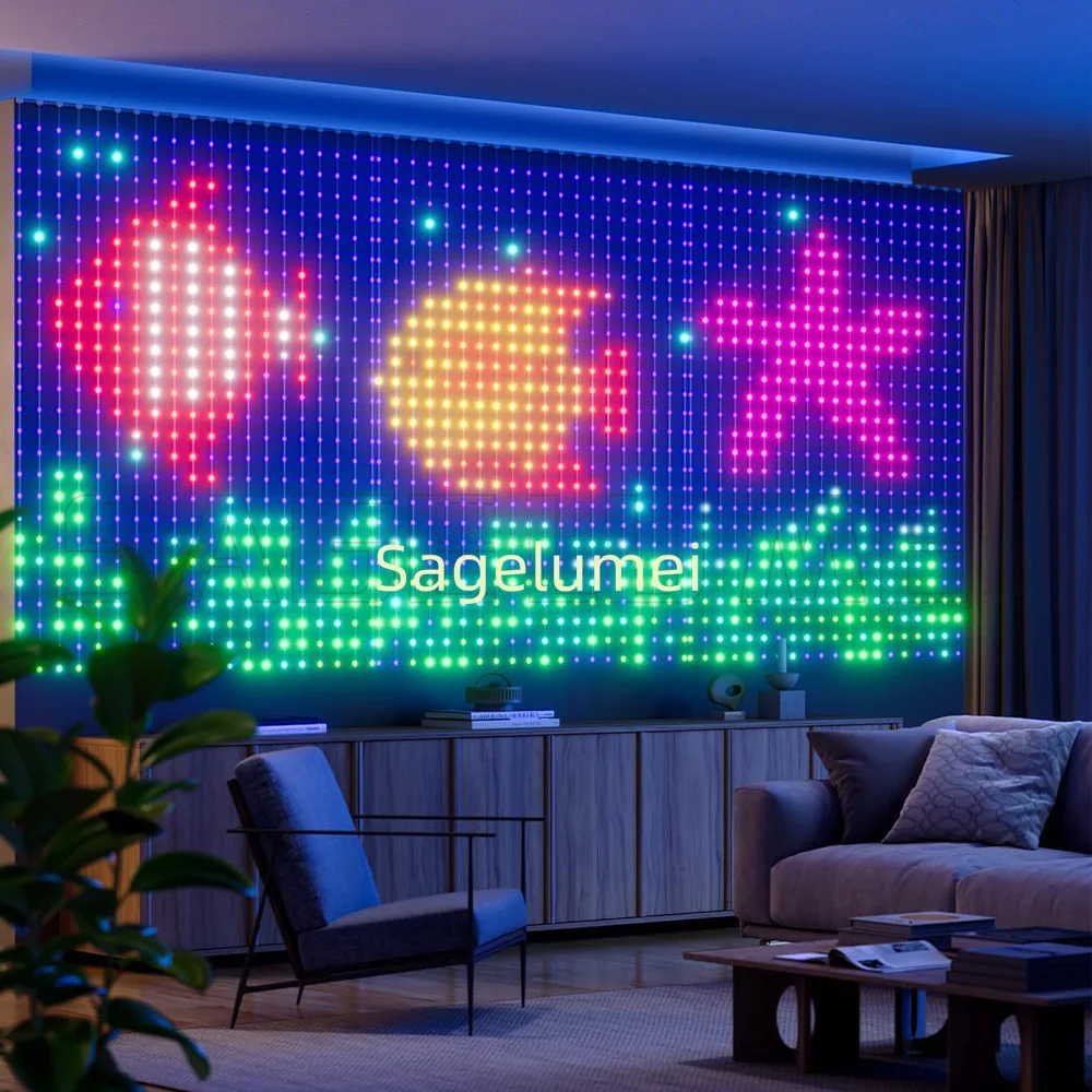 Smart Curtain Light 400LEDs RGB Dimmable LED String Lights APP Control Music Sync For Home Holiday Party Christmas Decoration