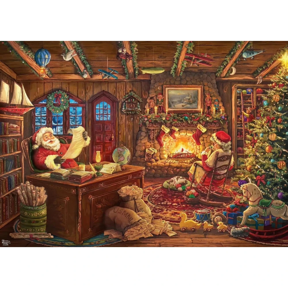 Diamond Painting By Numbers DIY Santa Reading Letter Rocking Chair Digital Diamond Art Wall Decor for Game Room or Living Room