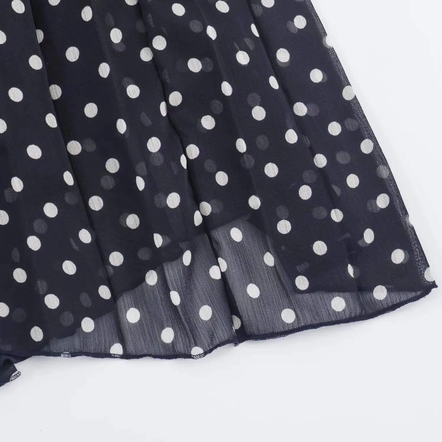 BSAY 2026 Vintage Elegantes Damen Polka Dot Halter-Midikleid mit Metallverzierung, geraffter Taille, plissiert, ärmellos, A-Linie, langes Kleid – Detail 4