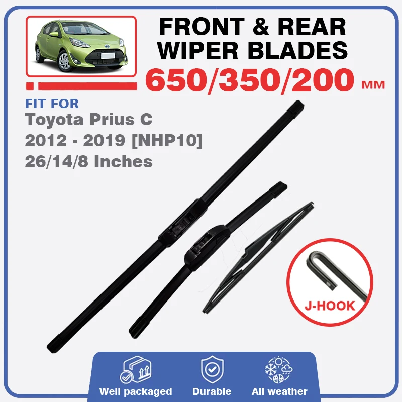 

For Toyota Prius C 2012 - 2019 Front Rear Windscreen Wiper Blade Windshield Window Car Accessories 2013 2014 2015 2016 2018 2017
