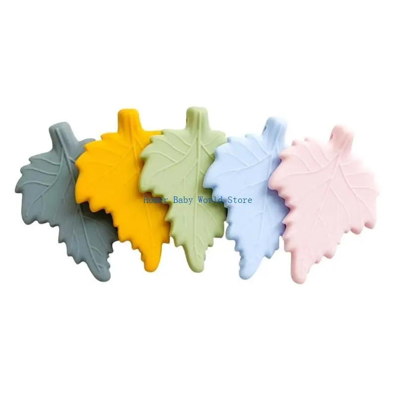 B2QD سيليكون الطفل التسنين مضغ لعبة الكرتون ورقة قلادة لعبة مضغ لتقوم بها بنفسك مصاصة ملحقات السلسلة دش هدية