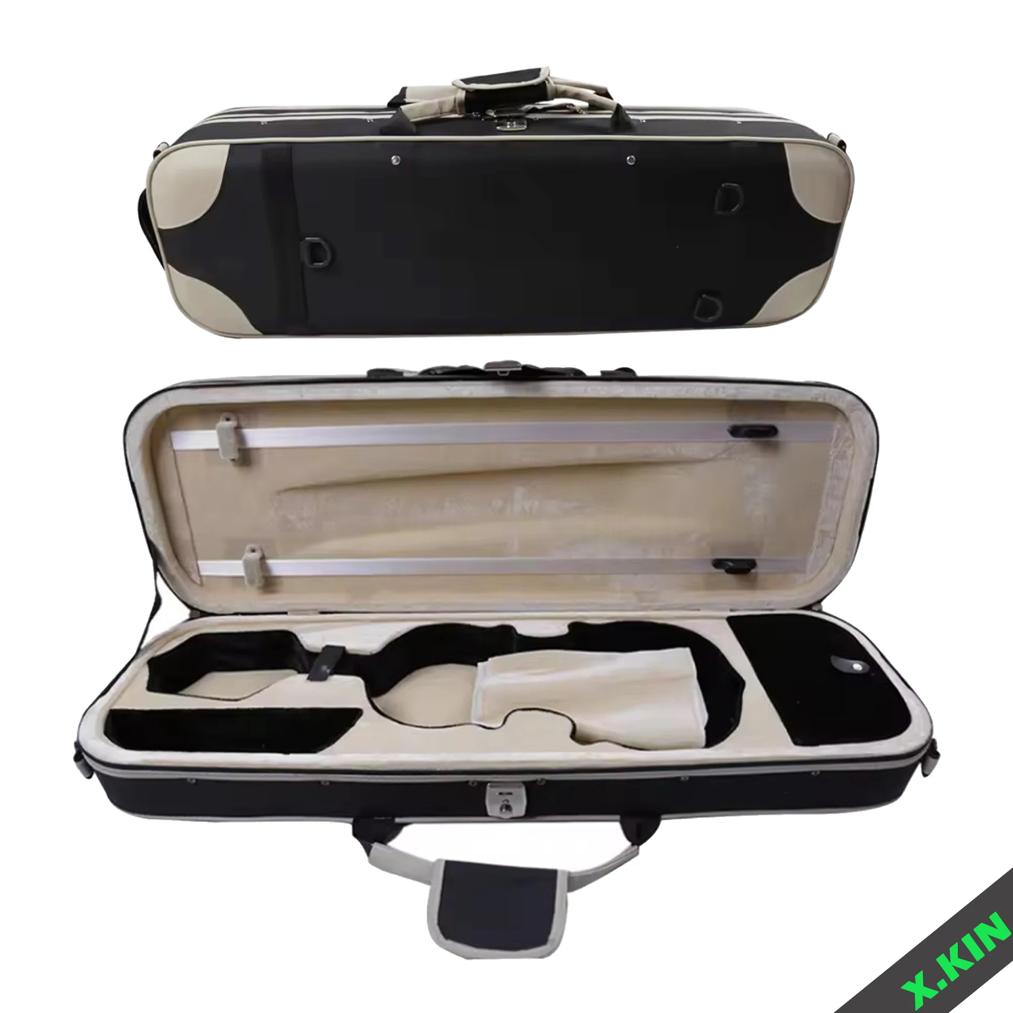 

Professional Violin Box 4/4 with Hygrometer, Black Canvas