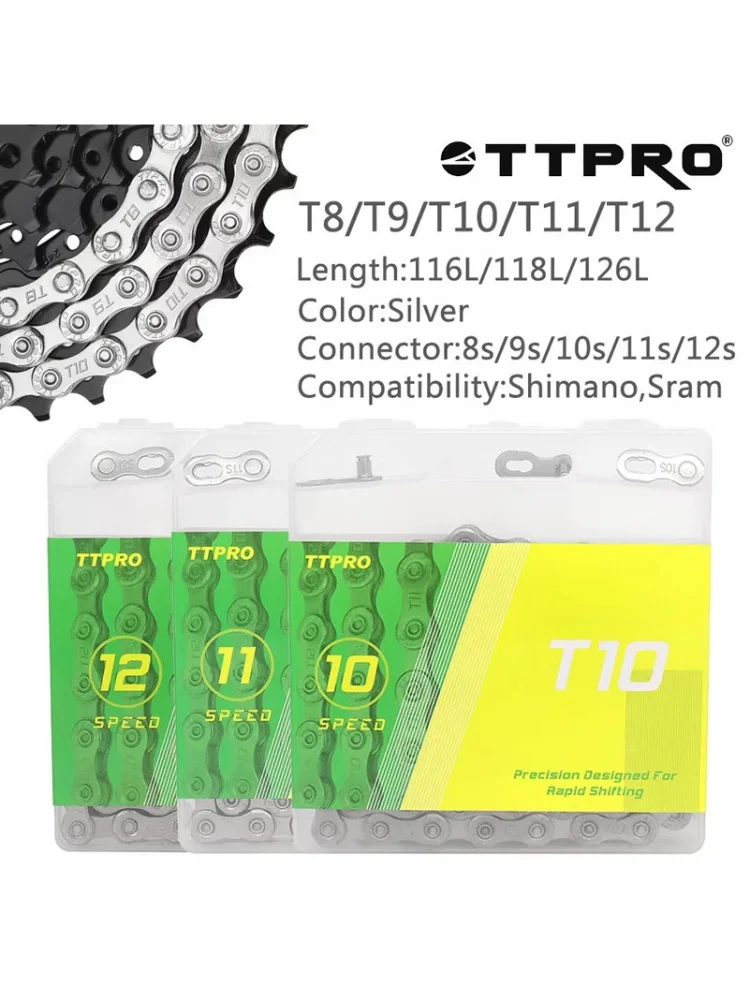 AliExpress NONE TTPRO 6-12 Speed Ultralight Bicycle Chain 116L 118L 126L Silver MTB Road Bike Chain Compatible with Shimano Sram Cycling Replace