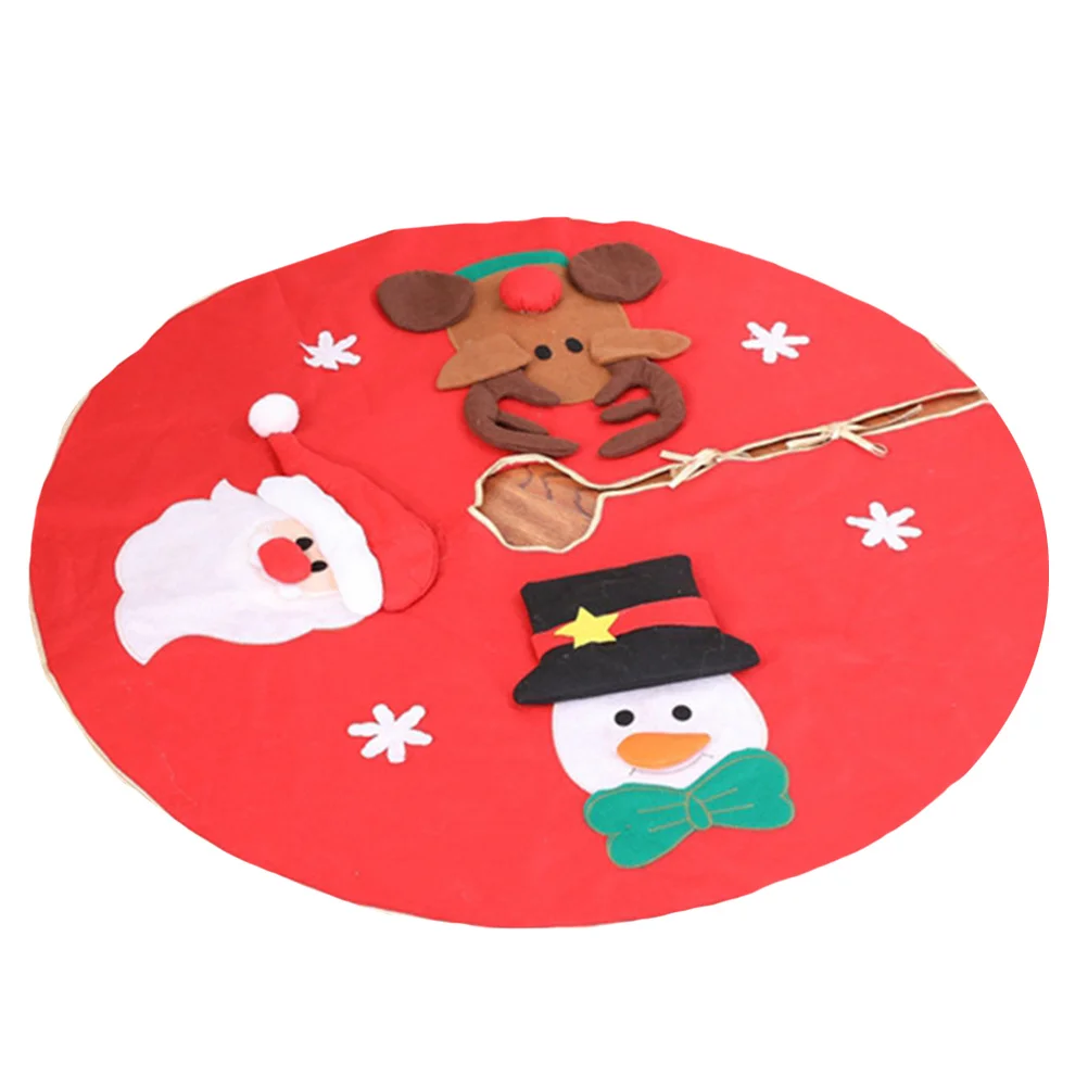 

Creative Xmas Tree Skirt Classic Design Santa Claus Snowman Reindeer Pattern Exquisite Workmanship Neat Thread Running