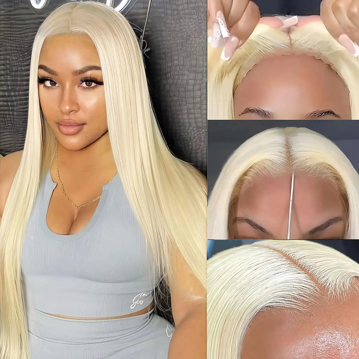 13x6 HD Lace Frontal Wig Glueless 613 Blonde 20 38 inchHuman Hair Wigs Straight Pre Bleached Brazilian 150 Density