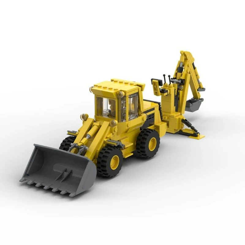 QWERT City Car Model MOC Building Bricks 544B Wheel Loader With Backhoe Modular Technology Holiday Gifts Assemble Toys Suit