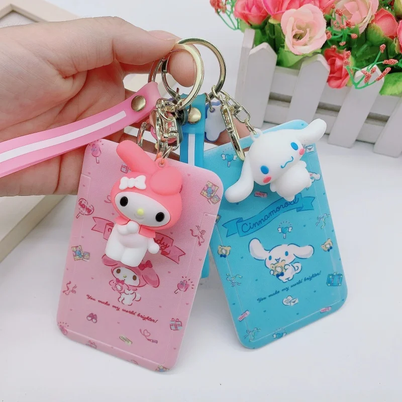 พวงกุญแจซานริโอ้ลายคิวท์ ซินนามอโรล มายเมโลดี้ อนิเมะ ที่ใส่บัตร พวงกุญแจน่ารัก ที่ใส่บัตรพลาสติก สายคล้องบัตรสำหรับสาวๆ