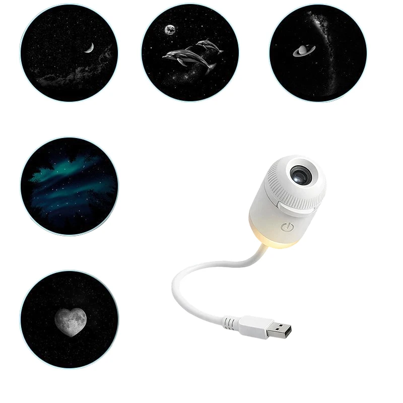 2-in-1 Mini Galaxy Star Projector Night Light Dimmable Touch Control Ambient Lamp Eye-Friendly USB Nightlight For Bedroom Decor