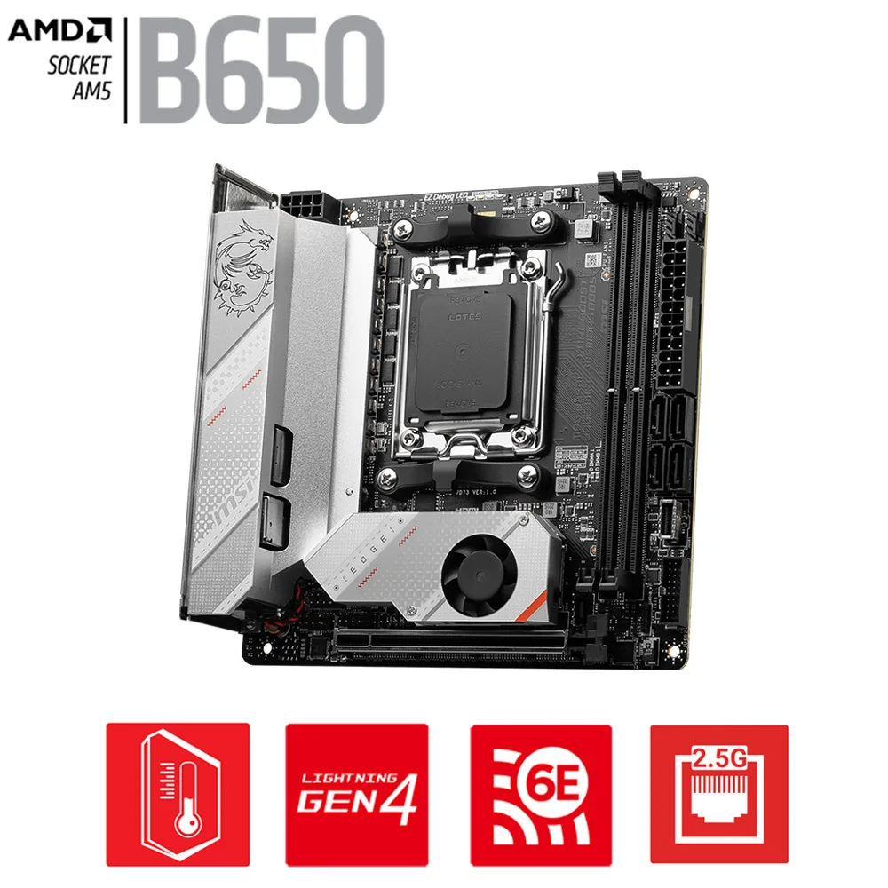 Placa base AMD B650 serie DDR5 Ryzen 7000, procesador M.2, AMD EXPO, MSI, MPG, B650I, EDGE, WIFI, AM5, 128GB, TPM 2,0, mini-itx