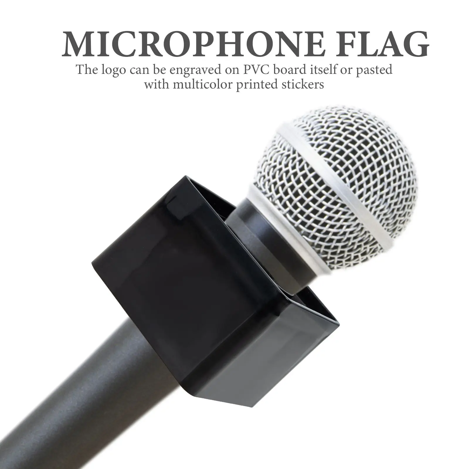 

2pcs Black Square ABS Microphone Station Logo Durable for Interview Outdoor Use Custom Sticker Easy Installation DJ Equipment