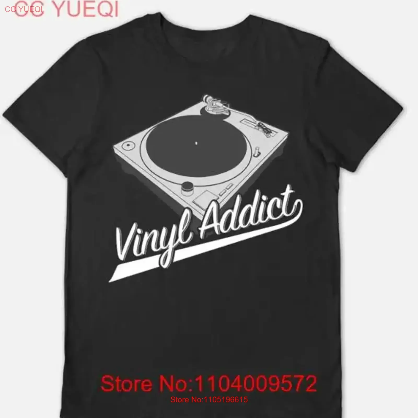 Vinyl Addict Black Large T Shirt SIZE NEW White with Turntable Logo vintage Washed designer clothes graphic fashion Stretched