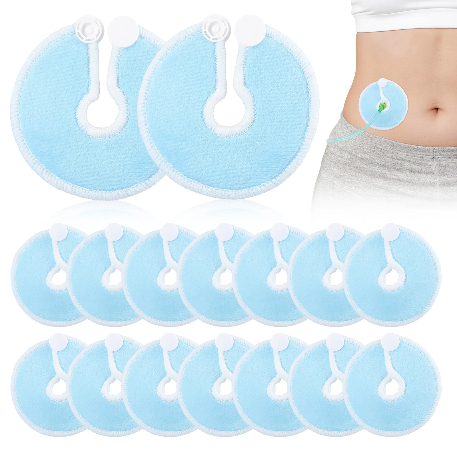 28Pcs G Shape Tube Button Pads Bamboo Fiber Reusable Skin-Friendly Abdominal Feeding Tube Holder Cushions for G Tubes J Tubes