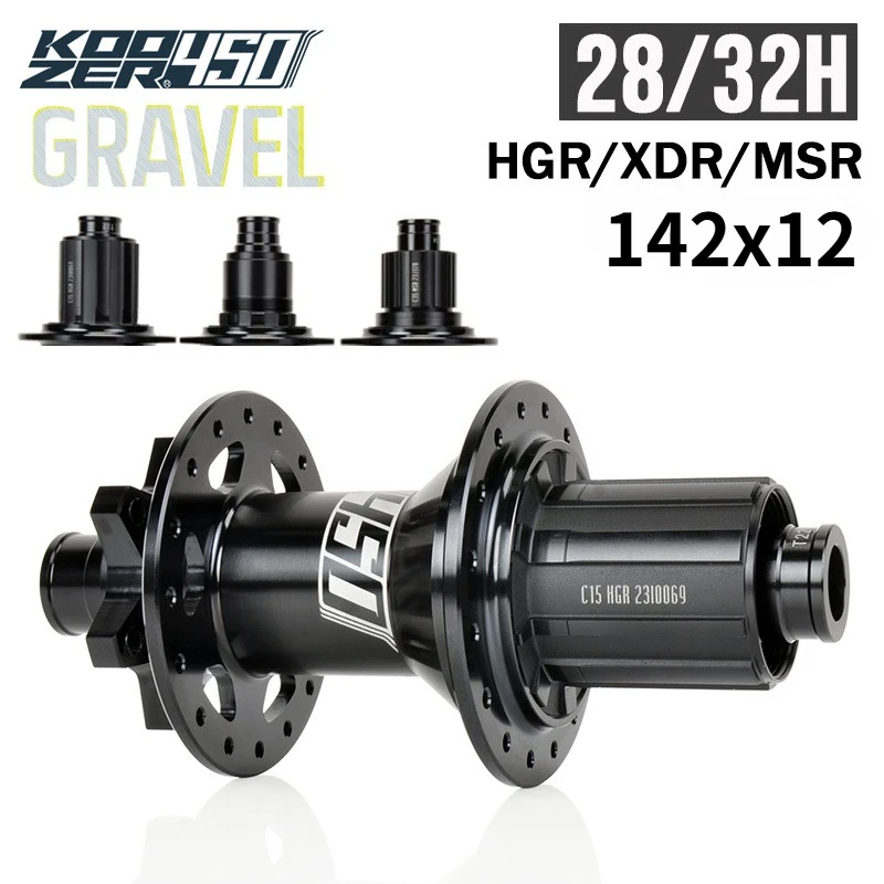 

KOOZER 450 12x142 Rear hub For Road Gravel bike Noisy cube 28 hole 32 hole hub hgr xdr msr thru for Shimano Sram Gravel hub