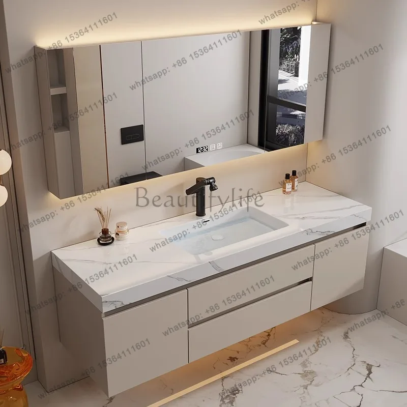 LDLuxury Bathroom Cabinet Rock Slab Seamless Ceramic Basin Combination Bathroom Washstand Face Hand Basin Bathroom