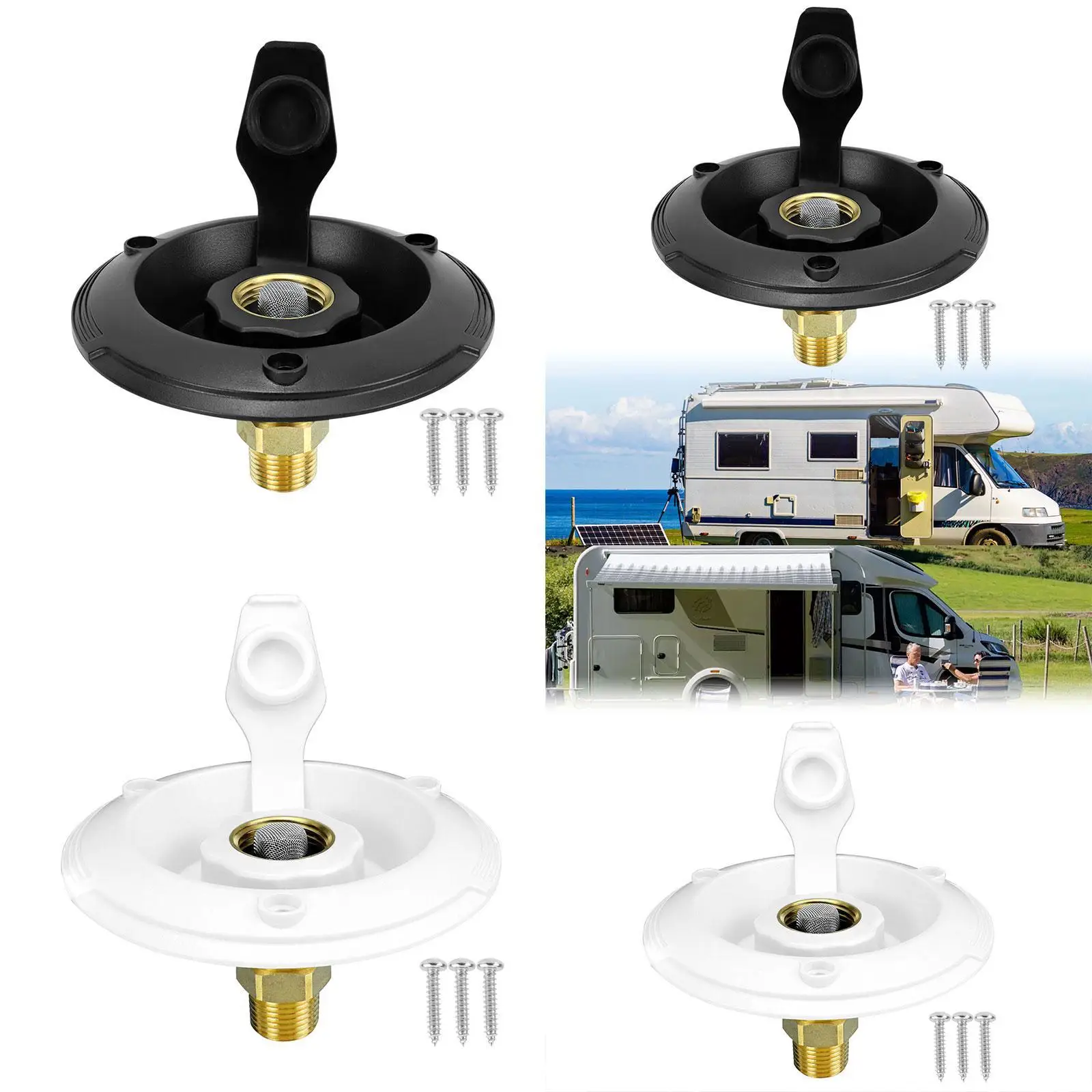 

1/2" NPT Male City Water Fill Flange Replacement with Screw City Water Hookup for Trailer RV Fresh Water Fill Marine