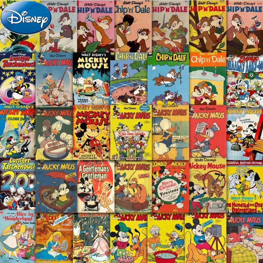 10/30/60pcs Retro Disney Anime Poster Stickers Mickey Mouse Alice Chip n Dale Cartoon Decals Sticker for Diary Phone Stationery