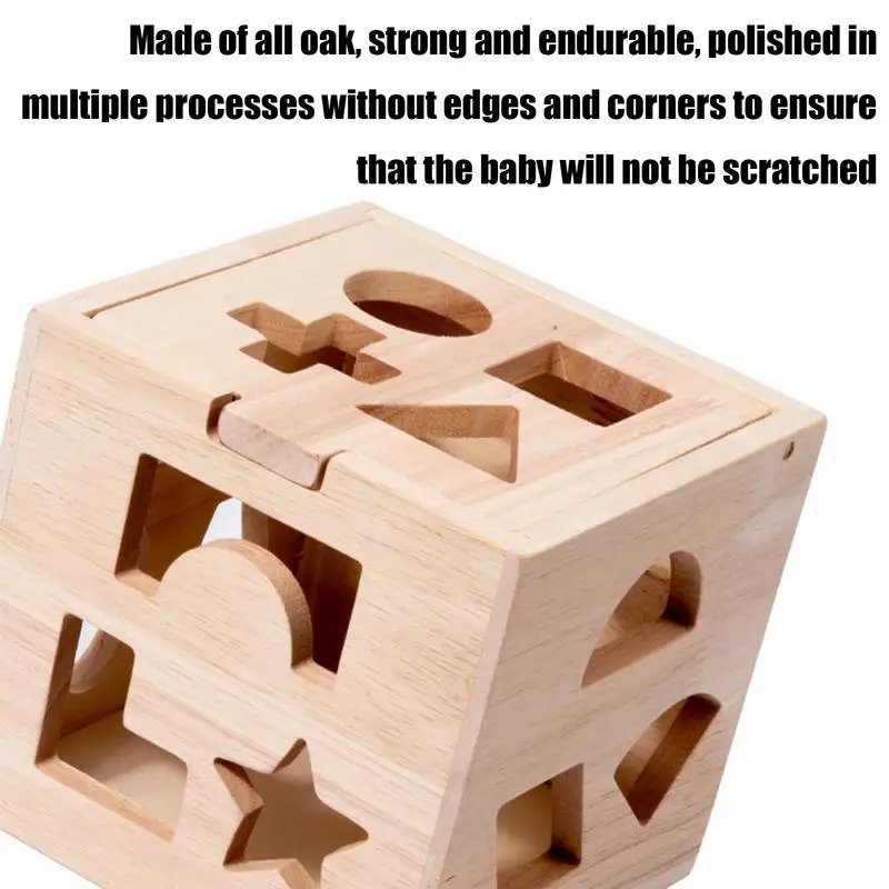 Shape Shifting Box Wooden Sorting Cube Shape Sorter Toy Fine Motor Classic Educational Toy Puzzle Games With 13 Shapes For Girls