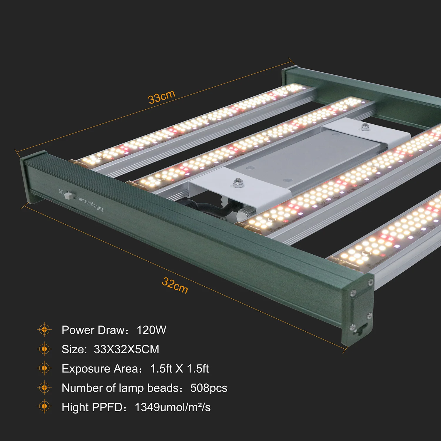 ضوء نمو LED كامل الطيف، مصباح نمو النباتات القابل للتعتيم، البستنة الداخلية، شتلات الزهور، خيمة الدفيئة، LM281B، 120 وات #6