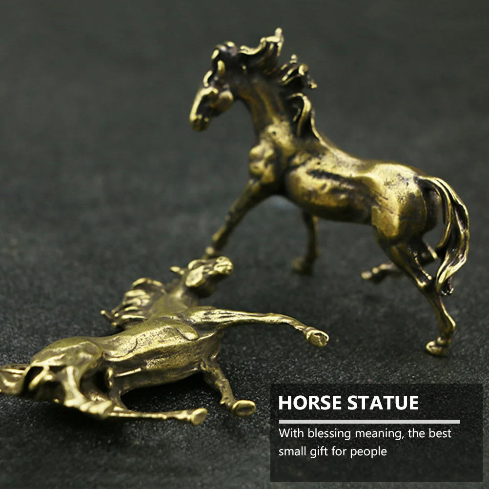 

Mini Retro Brass Statues, Metal Home Office Decor, Feng Shui Desktop Ornament, Running Horse Sculpture For Table,