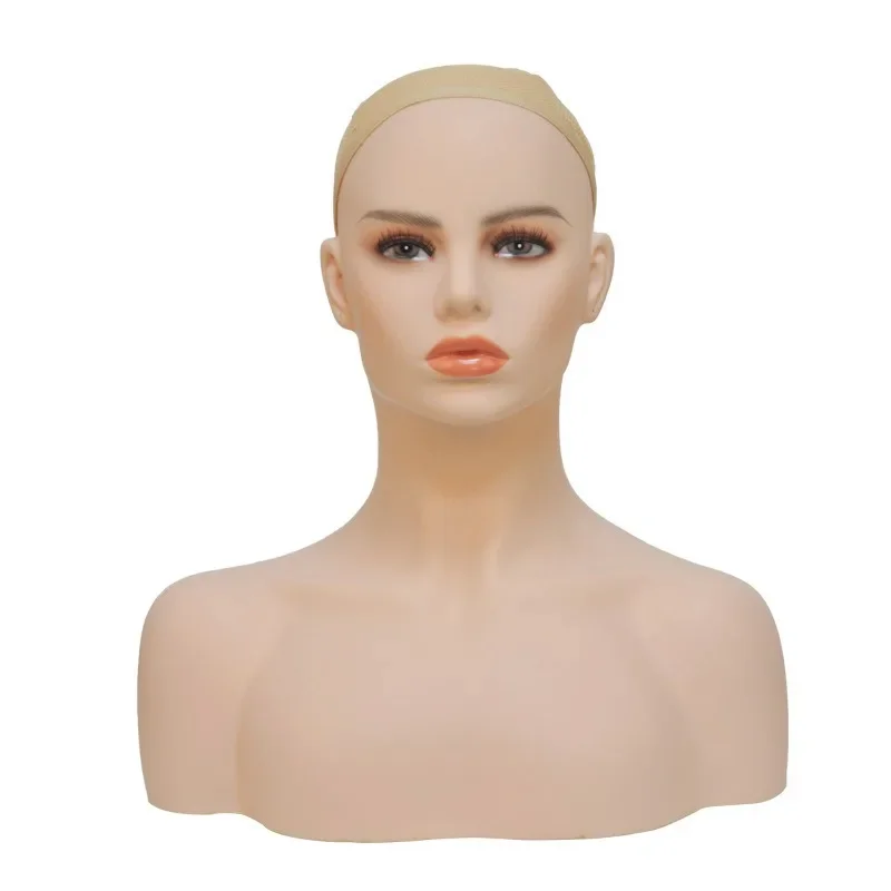 Realistic Female Mannequin Head with Shoulders Plastic Manikin Doll Heads for Wigs Earrings Hat Sunglassess Display