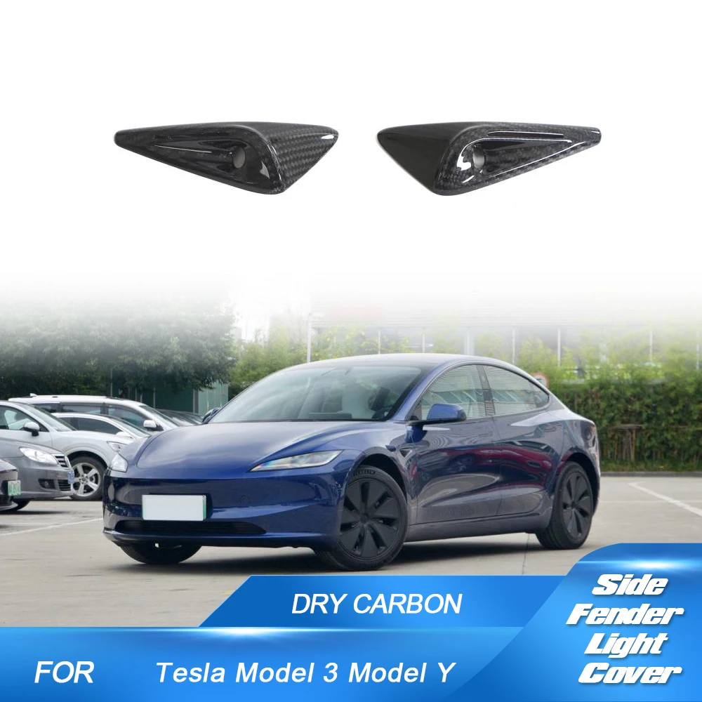 

For Tesla Model 3/Y 2020-2023 Side Fender Camera Turn Signal Cover Side Splitters Car Kits Prepeg DRY Carbon Side Fender Cover