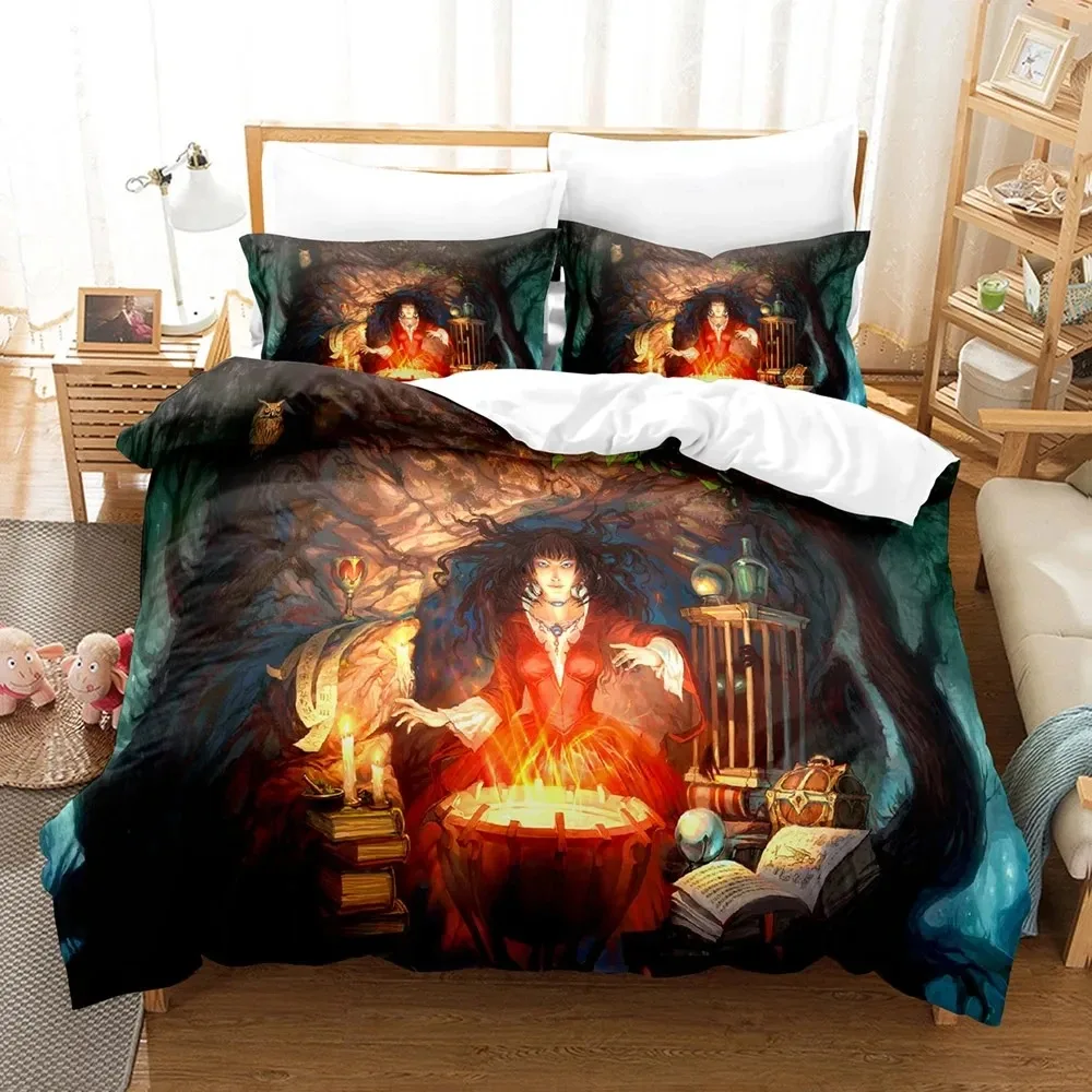 3D Printed Fantasy witch dragon Alien world Bedding Set Down Quilt Cover with Pillowcase Double Complete Queen King Bedding