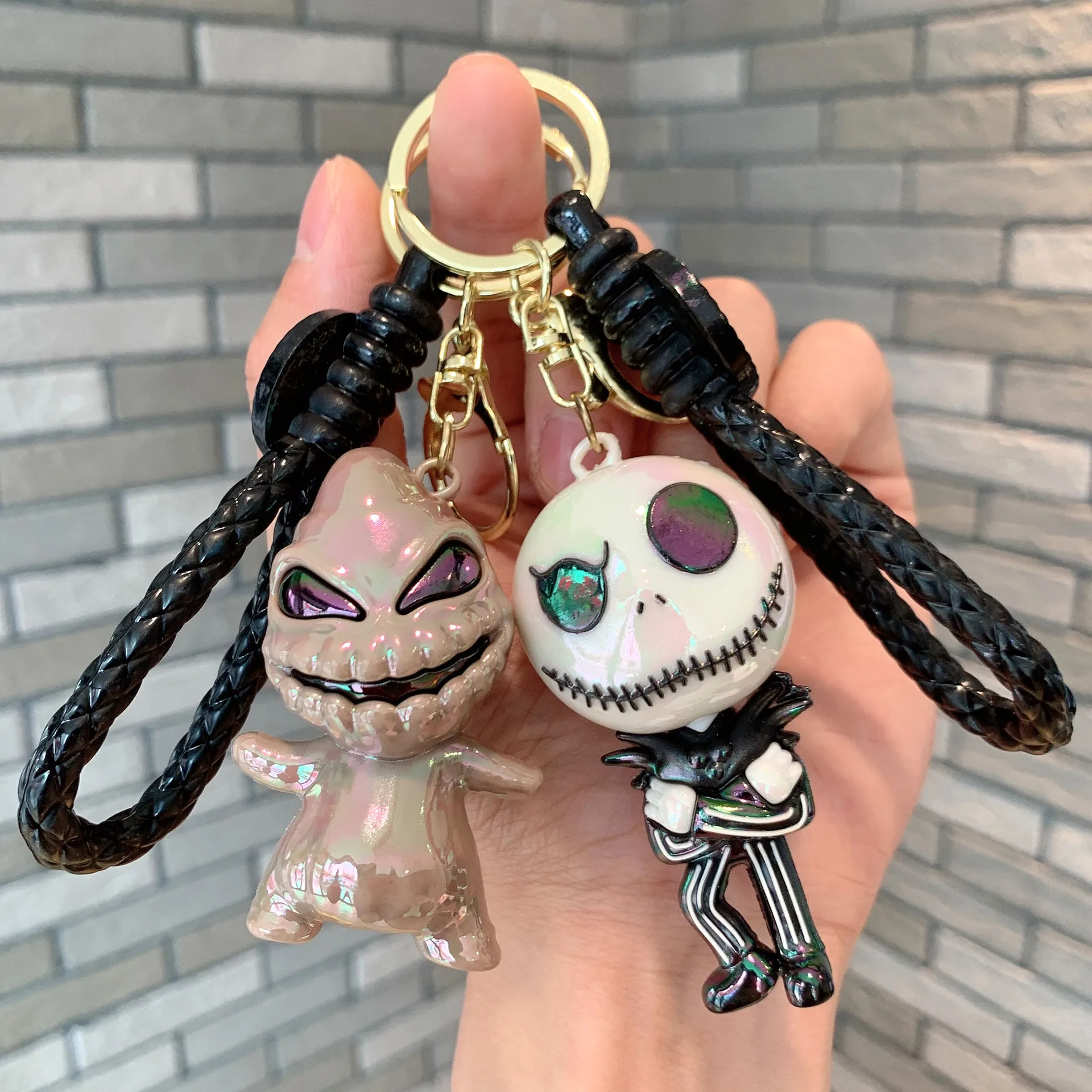 Llavero de Muñeco de Dibujos Animados de Moda para Nochebuena, Jacki/Sallys/Mayor/Lock, Llavero de Juguete de Goma Blanda de PVC 3D, Colgante para Bolso de Pareja, Regalos
