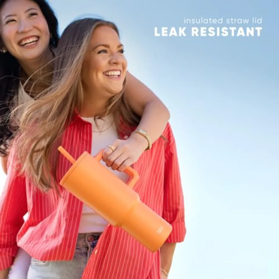 كوب تريك 30 أونصة مع مقبض وغطاء من القش للاستخدام من أجل OntheGo، كوب سفر معزول صديق للبيئة من الفولاذ المقاوم للصدأ مع طويل