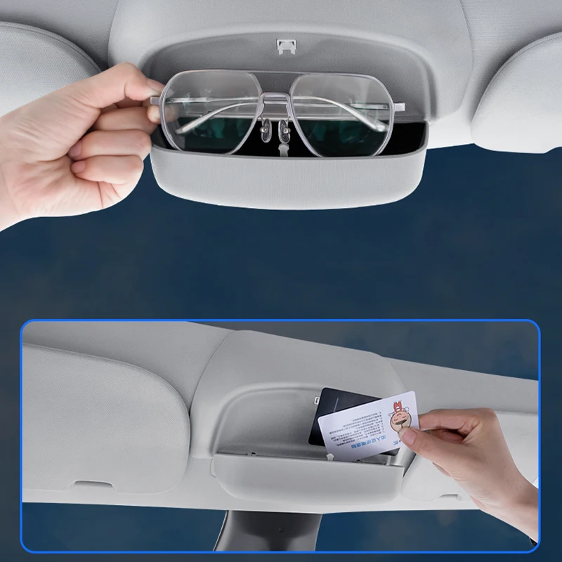 For Tesla Model 3+ Highland 2024 Car Glasses Box Card Storage Case Holder ABS Sunglasses Clip Storage Box Car Inner Accessories