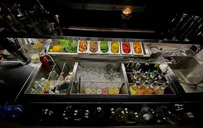 Restaurant Stainless Steel 304 Custom Design Cocktail Bar Station Bartender Cocktail Bar Equipment Cocktail Workstation Bar Well